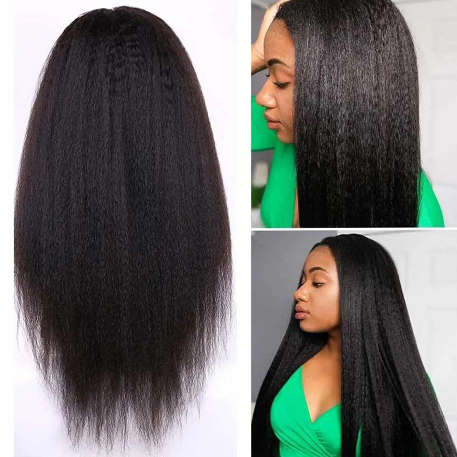 Kinky Straight Wear and Go Glueless Human Hair Wig Pre Plucked Pre Cut 4x4 Glueless Lace Front Wigs for Black Women Human Hair