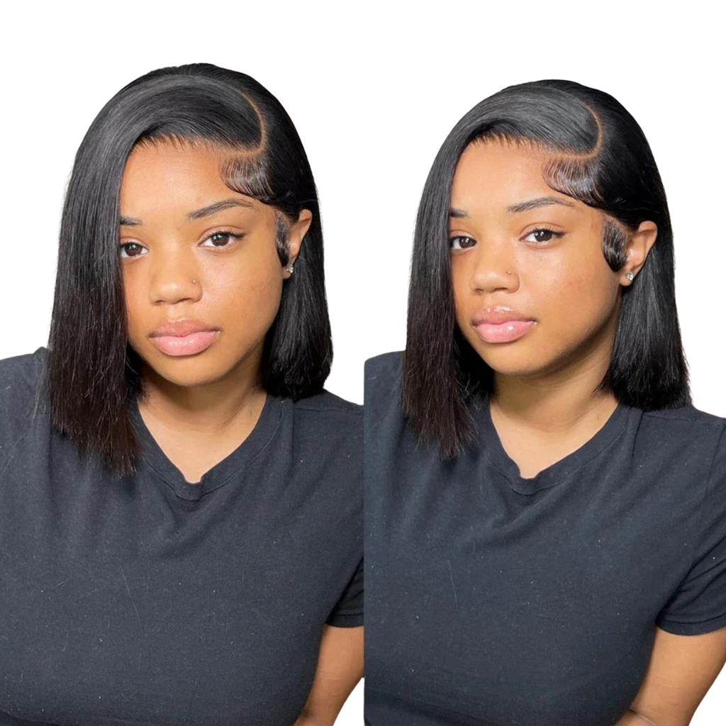 13x4 Short Bob Straight 4x4 Transparent Lace Front Wig 200% Density 100% Human Hair Pre Plucked Wigs For Black Women 12 16 Inch