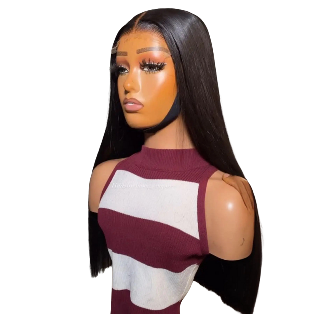 Long Silky Straight 13X4X1 Lace Frontal Synthetic Wig For Women Natural Hairline Baby Hair Preplucked Bleach Knots Daily Party