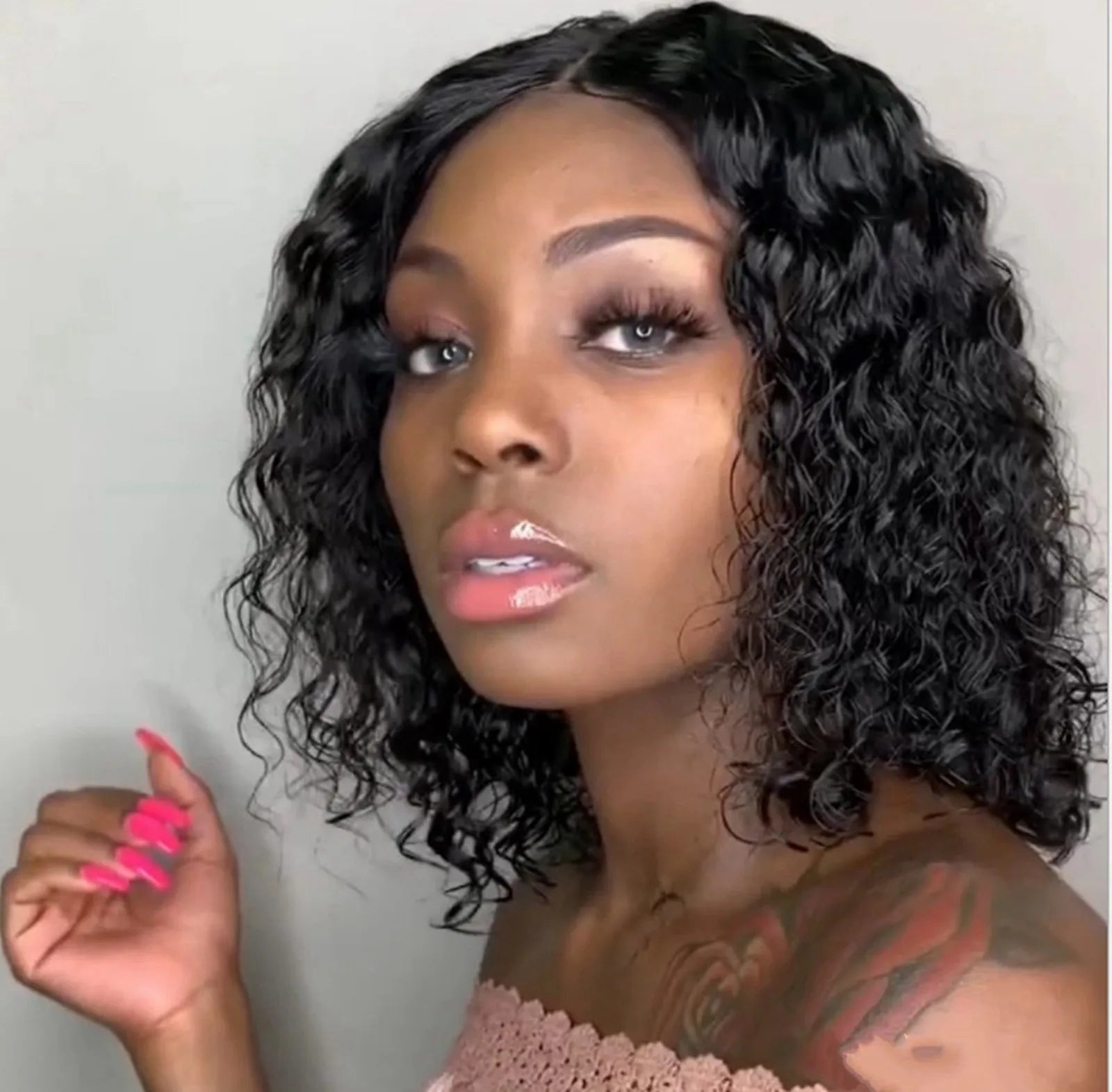 Wig Women'S  Curly Shaggy Face Fixing False Head Cover  Fashion Wig Brief Paragraph Wig party supplies gift for guest