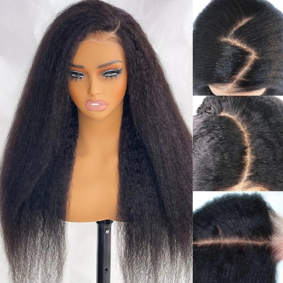 Kinky Straight 13x4 Hd Lace Frontal Glueless Wigs Human Hair No Glue Brazilian Yaki Straight 5x5 Lace Closure Wigs Ready To Go