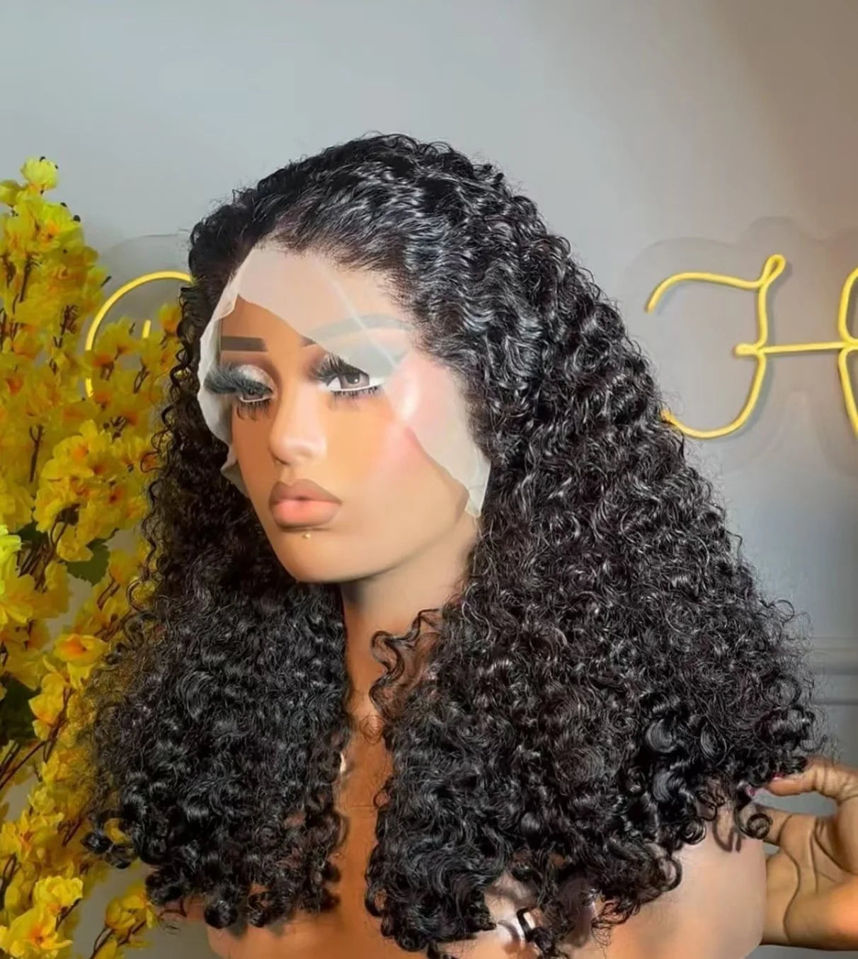 Deep Wave Short Bob Cut Natural Black Color 13X4 HD Lace Front Wig For Black Women Preplucked Cosplay Daily Glueless