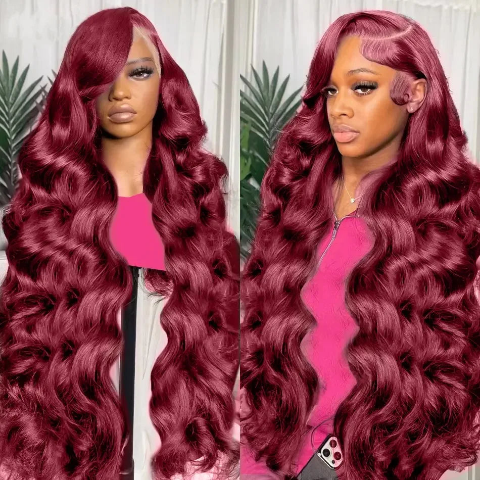 Burgundy Loose Wave 13x4 Lace Front Wig – Natural Hairline Look