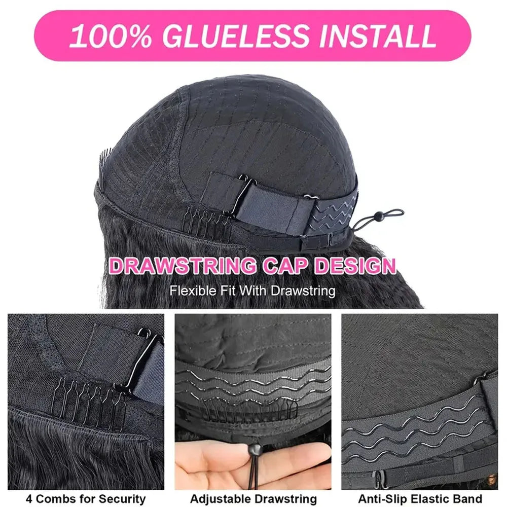 Half Wig Human Hair Deep Wave 3 In 1 Half Wigs Human Hair Seamless Flip Over 250 Density Water Wave Human Hair Drawstring Half