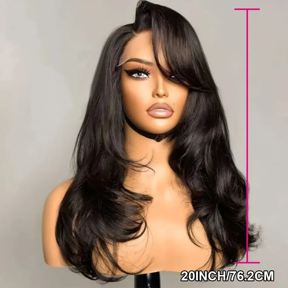 Women's Glueless Full Head Wig - No Glue, Pre Plucked Front & Sides, Natural Brown Hairline, 250% Density Virgin Human Hair