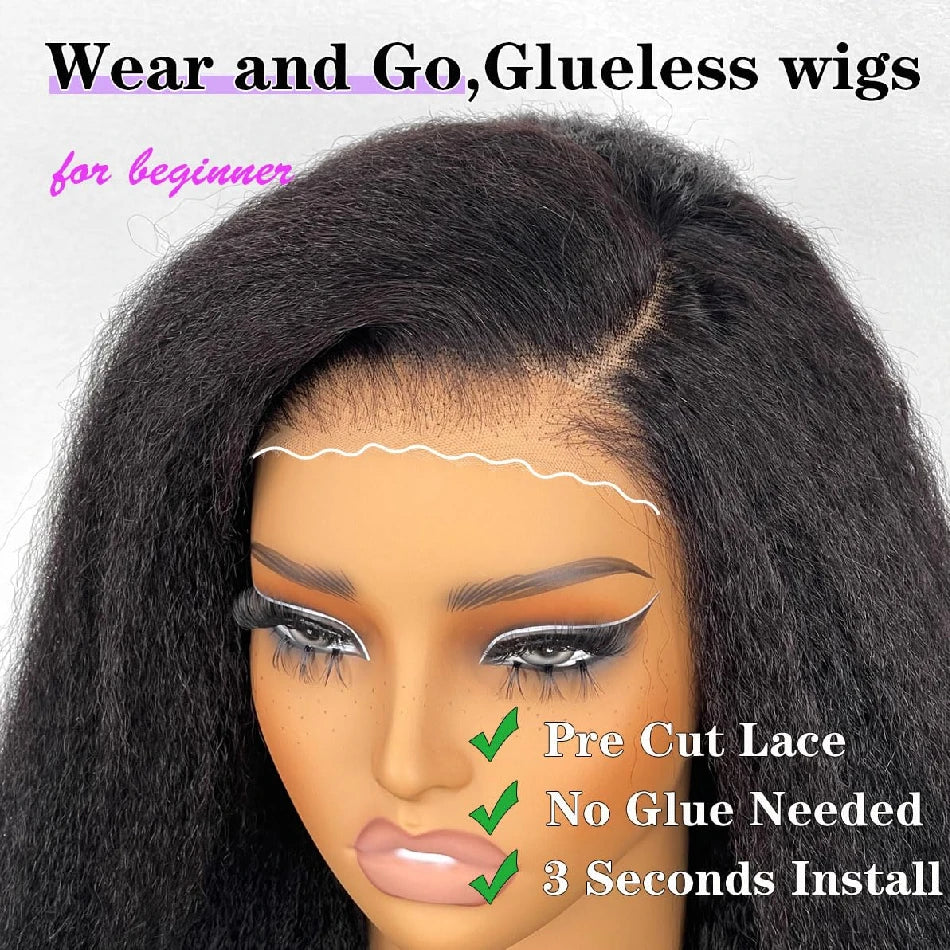 Kinky Straight 13x4 Hd Lace Frontal Glueless Wigs Human Hair No Glue Brazilian Yaki Straight 5x5 Lace Closure Wigs Ready To Go