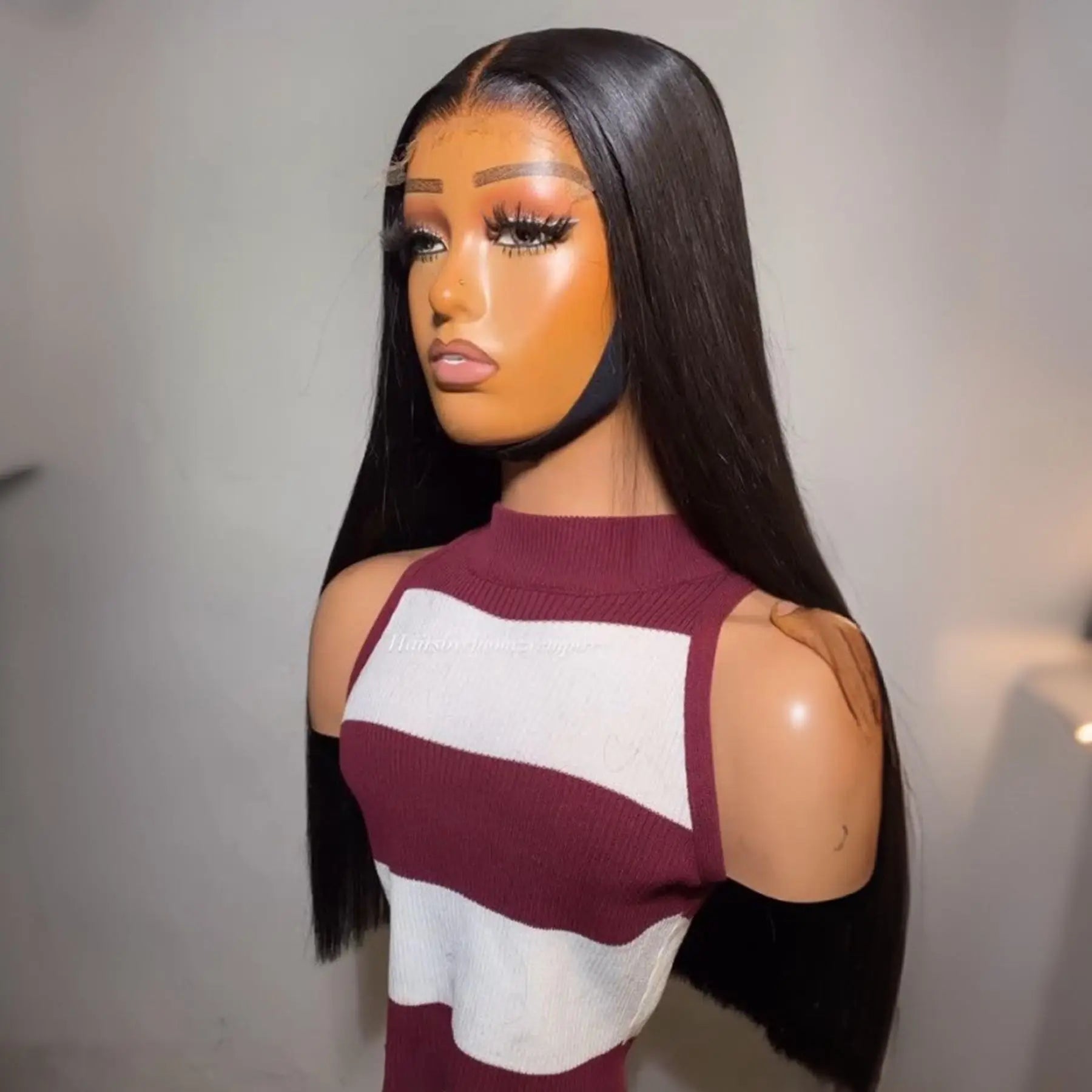 Long Silky Straight 13X4X1 Lace Frontal Synthetic Wig For Women Natural Hairline Baby Hair Preplucked Bleach Knots Daily Party