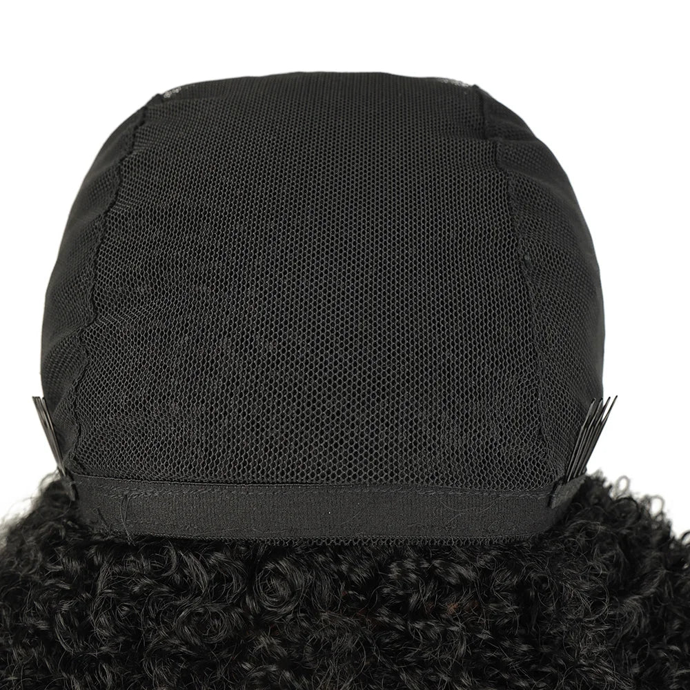 Short Loose Curly Afro Wig with Bangs – Natural Volume Synthetic Wig for Black Women